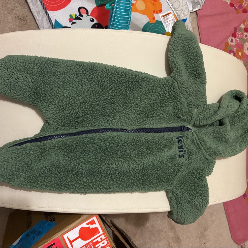 Levi's Cozy Green Fleece Footie 6 month
